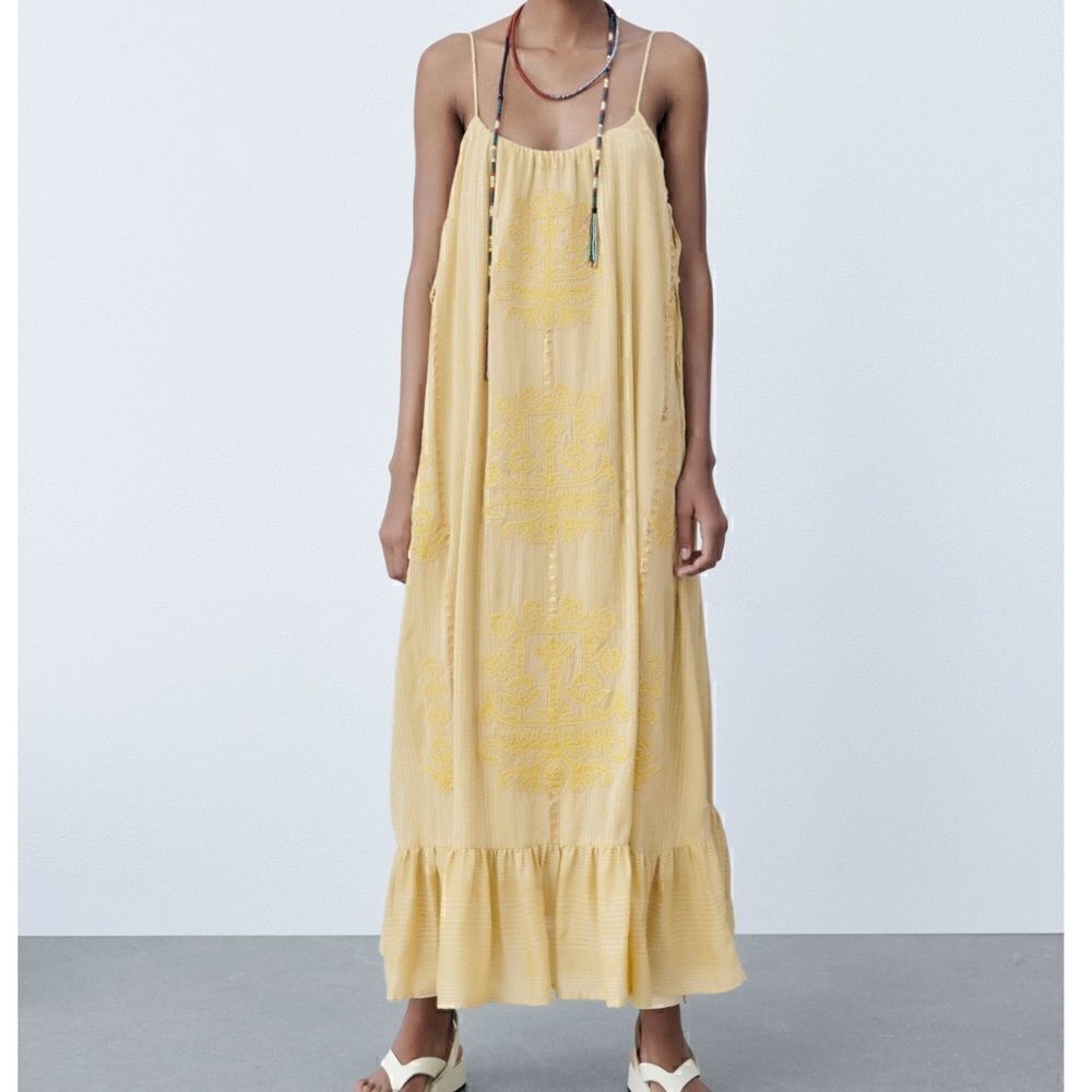 NWT Zara Long Embroidered Dress